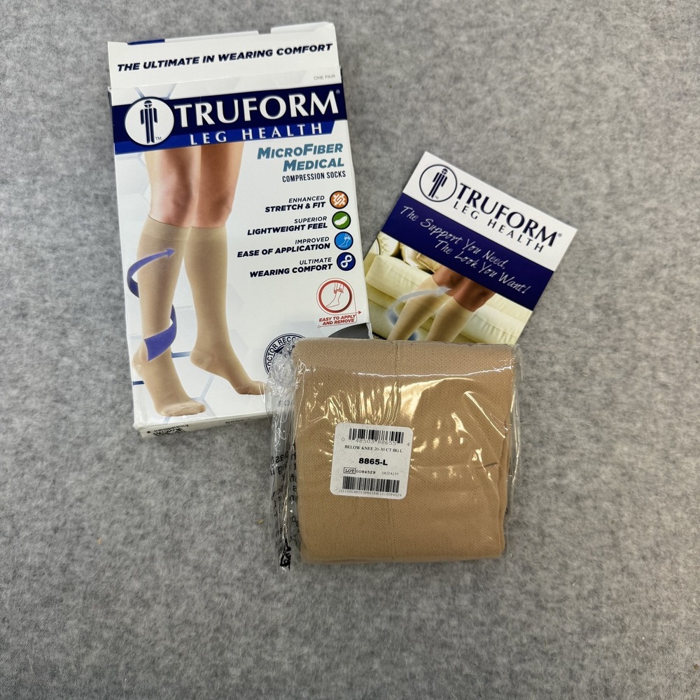 Truform Medical Microfiber Compression Socks Large 20-30 mmHg Below Knee Beige - Picture 7 of 7